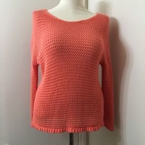 Gap Knit Crochet long sleeve Sweater Orange (M).